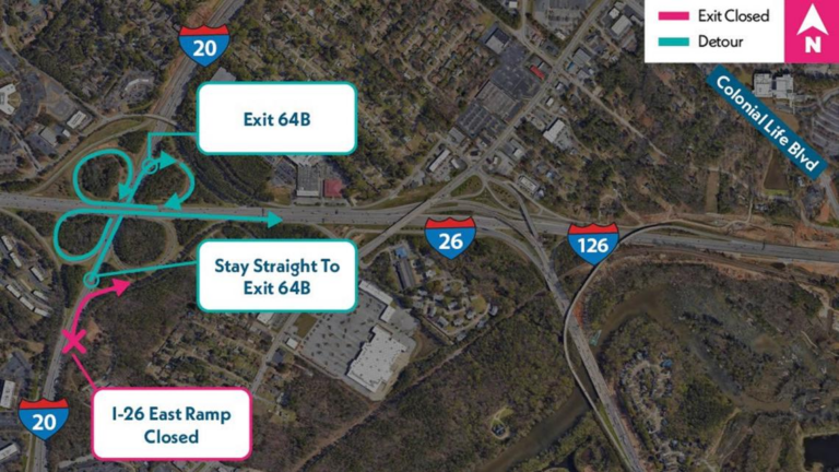 SCDOT: I-20 East off-ramp to I-26 East to close overnight March 26
