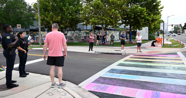 Florida paints Pulse crosswalk black again after protesters colored it rainbow